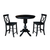 International Concepts Round Dining Table, 36 in W X 48 in L X 34.9 in H, Wood, Black K46-36RXT-11P-S6132-2